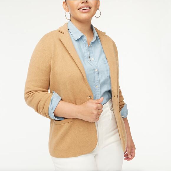 J. CREW Factory Schoolboy Sweater Blazer Heather Acorn Tan Sz XXL {3R1} - Picture 1 of 9